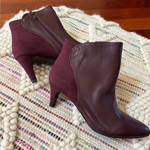 Elegant Burgundy Ankle Boots- Size 7